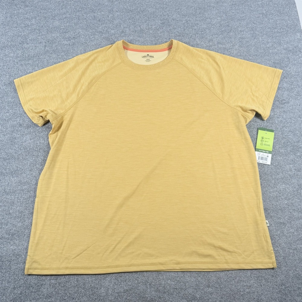 Lake & Trail Shirt Mens 3XL Yellow Fast Dri Tech Tee UPF 30 Recycled Polyester